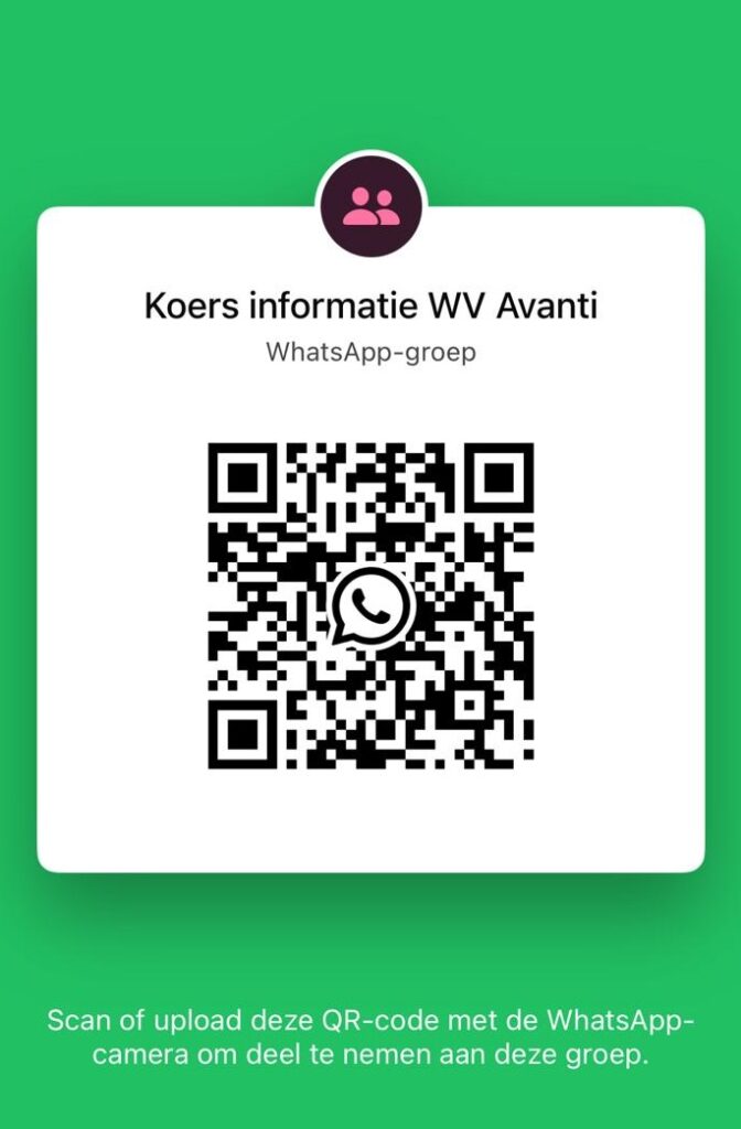 Koersinfo WV Avanti WhatsApp groep QR code